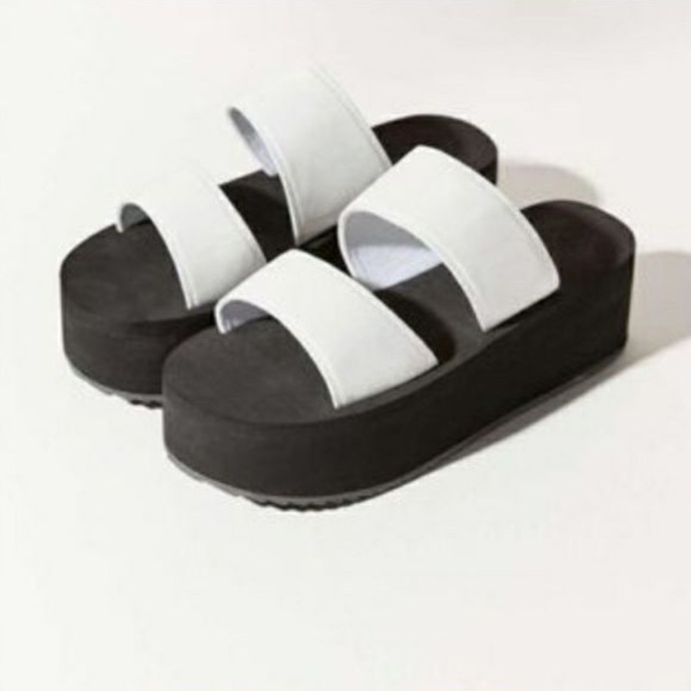UO Ava Neoprene Black & White Platform Sandals